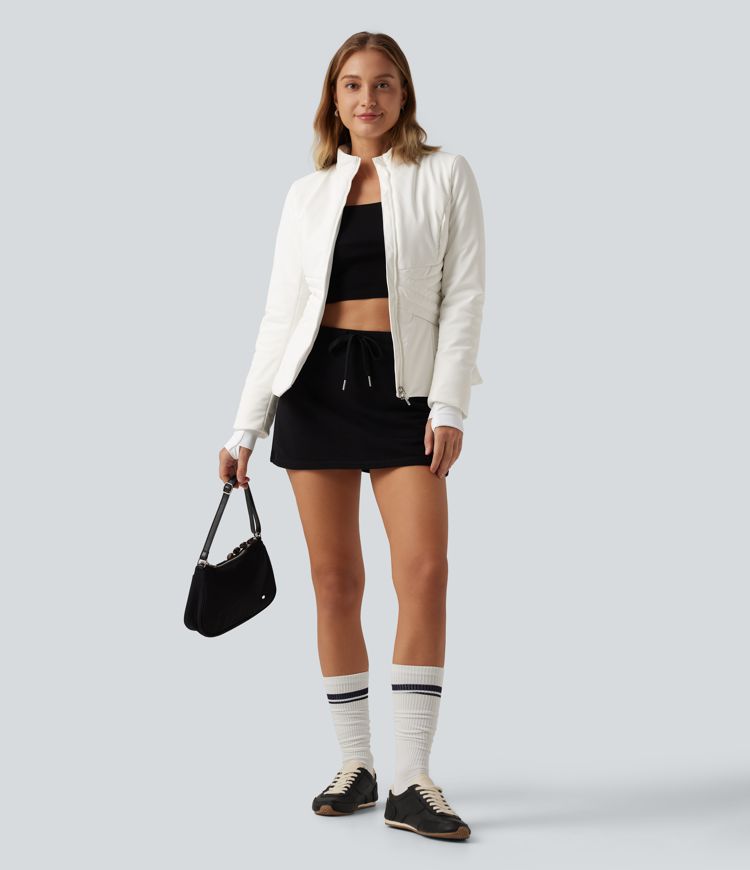 PuffFlex Long Sleeve Double Zipper Casual Padded Jacket with Pockets PuffFlex Long Sleeve Double Zipper Casual Padded Jacket with Pockets