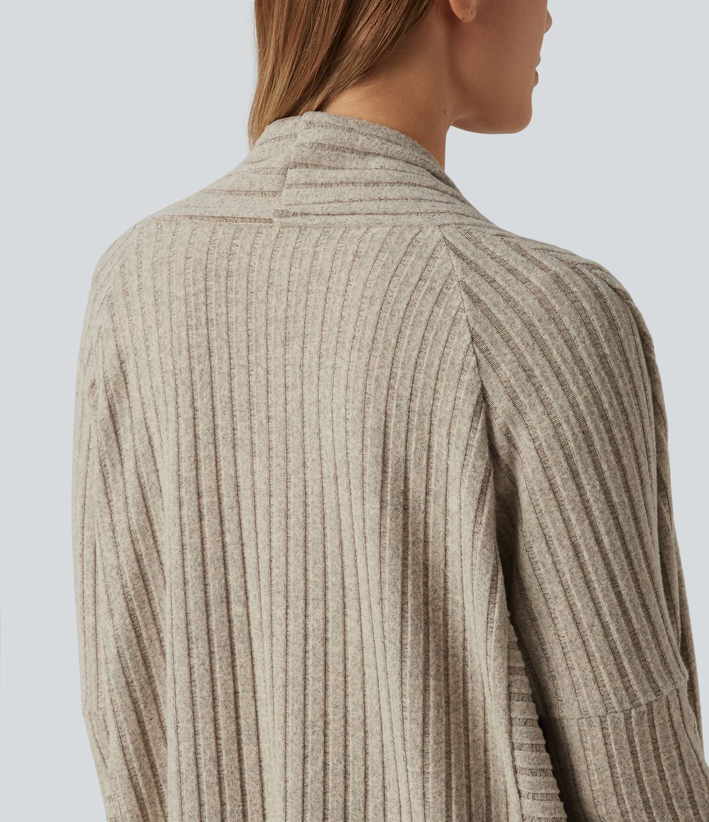 Cardigan long en maille côtelée à manches chauve-souris, ceinture et manches longues