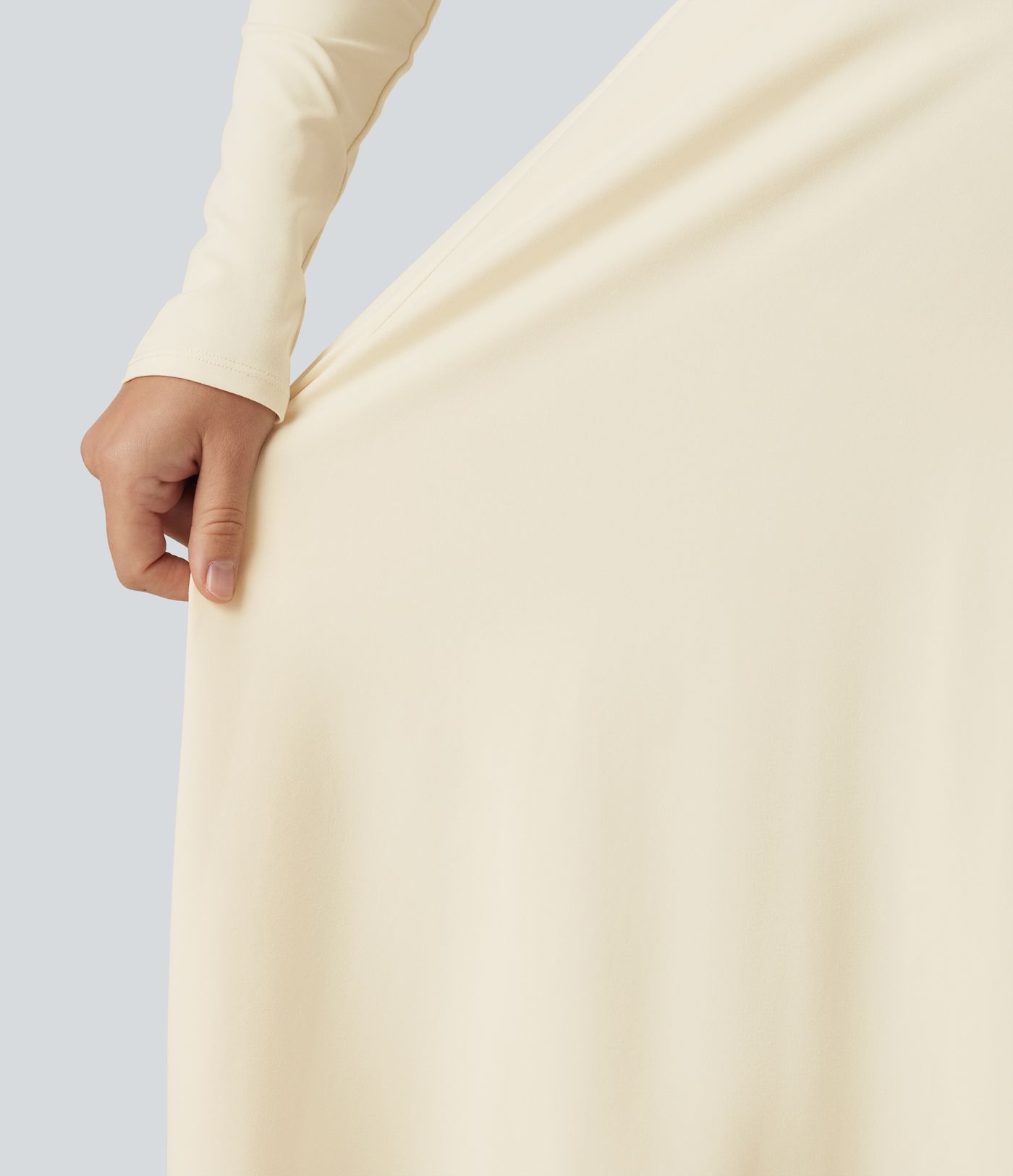 Square Neck Long Sleeve Built-In Bra A-Line Milkmaid Midi Dress