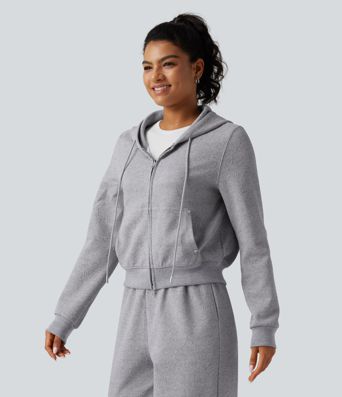 Hooded Long Sleeve Casual Jacket with Pockets