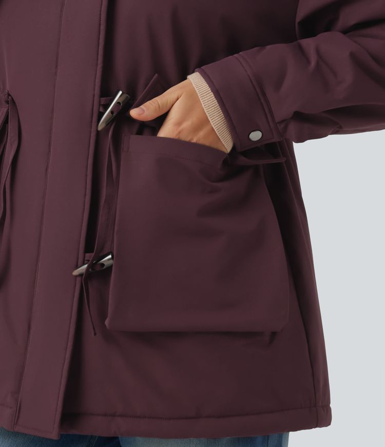 Lapel Long Sleeve Casual Padded Jacket with Pockets