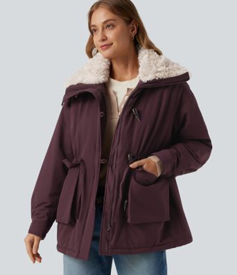 Lapel Long Sleeve Casual Padded Jacket with Pockets