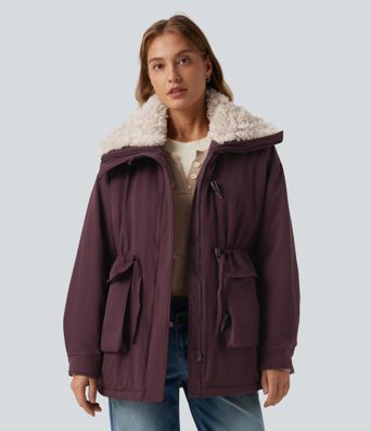 Lapel Long Sleeve Casual Padded Jacket with Pockets
