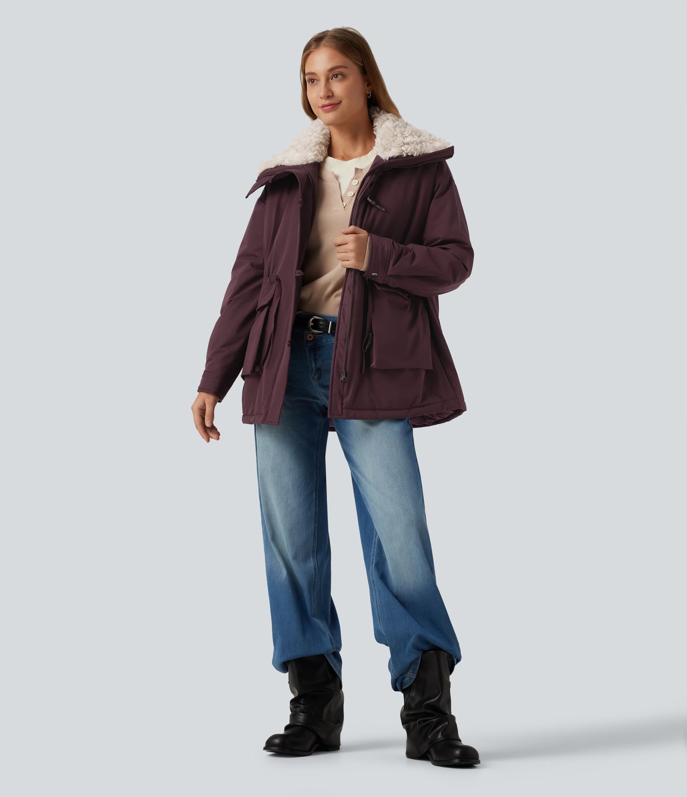 Lapel Long Sleeve Casual Padded Jacket with Pockets