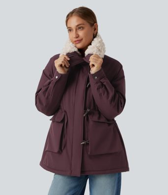 Lapel Long Sleeve Casual Padded Jacket with Pockets
