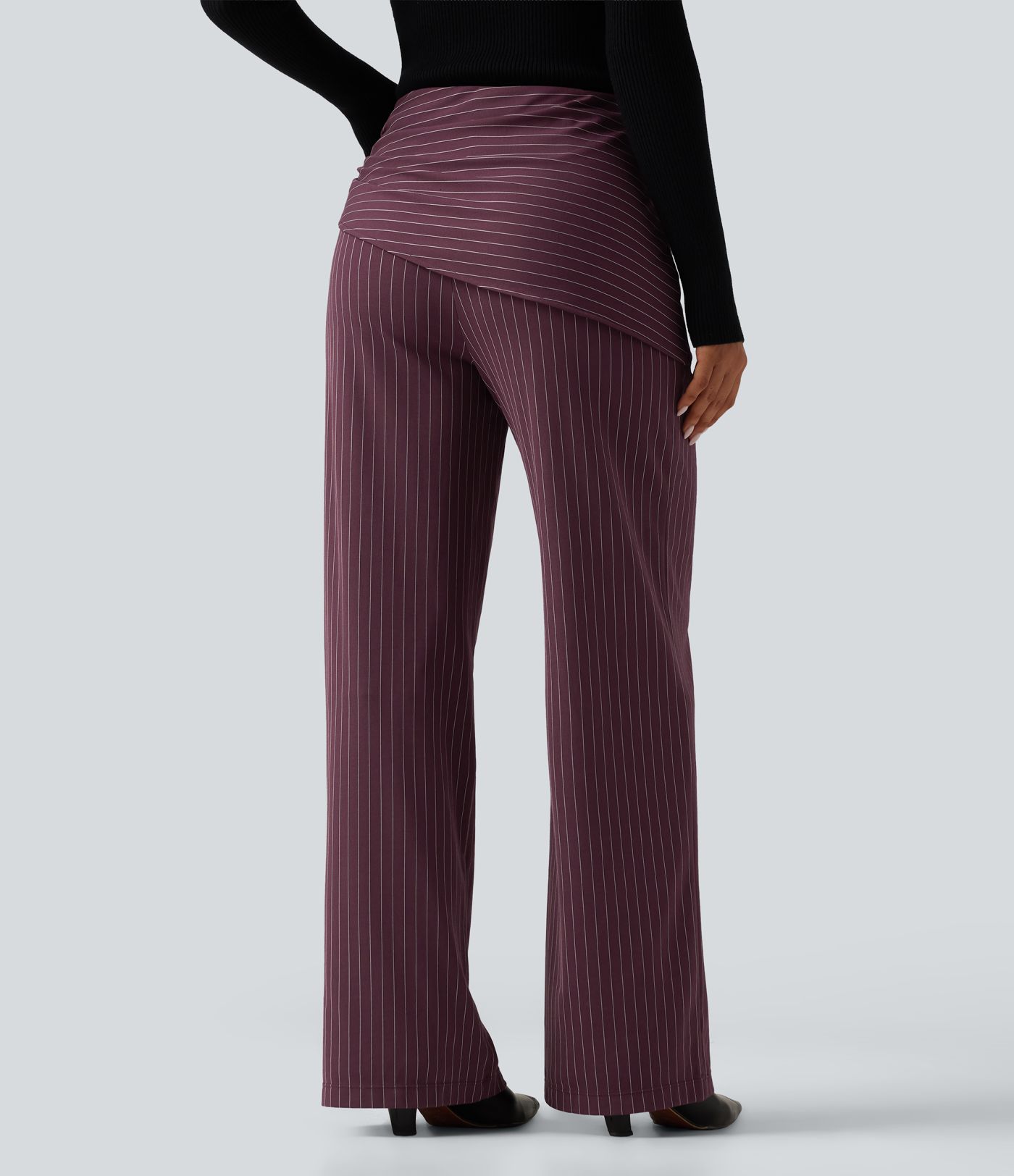Halara Flex™ High Waisted Tie Side Wide Leg Stripe Work Pants with Pockets Halara Flex™ High Waisted Tie Side Wide Leg Stripe Work Pants with Pockets