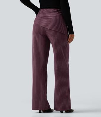 Halara Flex™ High Waisted Tie Side Wide Leg Stripe Work Pants with Pockets Halara Flex™ High Waisted Tie Side Wide Leg Stripe Work Pants with Pockets