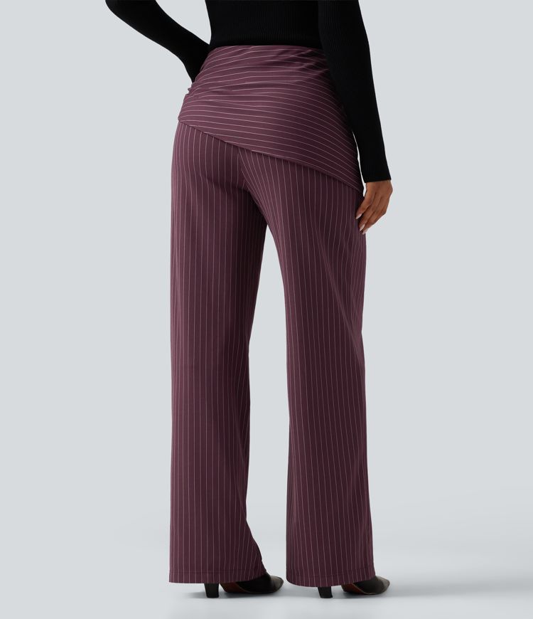 Halara Flex™ High Waisted Tie Side Wide Leg Stripe Work Pants with Pockets Halara Flex™ High Waisted Tie Side Wide Leg Stripe Work Pants with Pockets