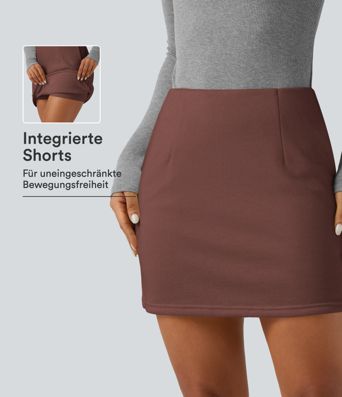 Lässiger 2-in-1 Minirock in A-Linie mit hohem Bund und Seitentaschen Lässiger 2-in-1 Minirock in A-Linie mit hohem Bund und Seitentaschen