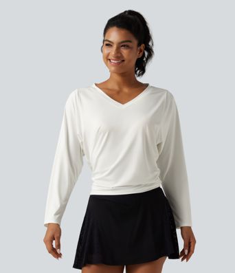 Sweetheart Neck Long Sleeve Ruched Yoga Sports Top Sweetheart Neck Long Sleeve Ruched Yoga Sports Top