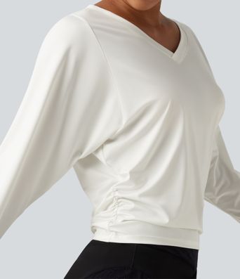 Sweetheart Neck Long Sleeve Ruched Yoga Sports Top Sweetheart Neck Long Sleeve Ruched Yoga Sports Top