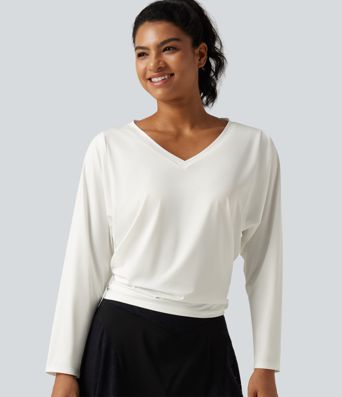 Sweetheart Neck Long Sleeve Ruched Yoga Sports Top Sweetheart Neck Long Sleeve Ruched Yoga Sports Top