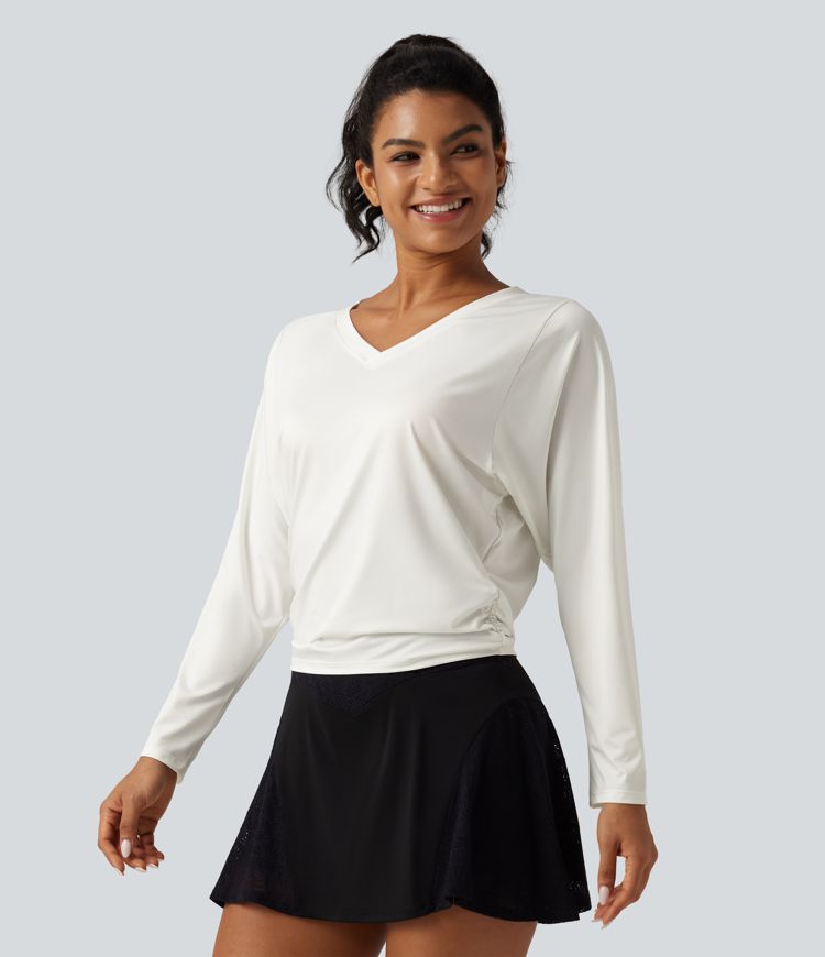 Sweetheart Neck Long Sleeve Ruched Yoga Sports Top Sweetheart Neck Long Sleeve Ruched Yoga Sports Top