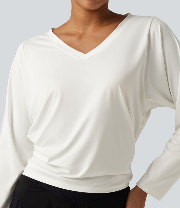 Sweetheart Neck Long Sleeve Ruched Yoga Sports Top Sweetheart Neck Long Sleeve Ruched Yoga Sports Top