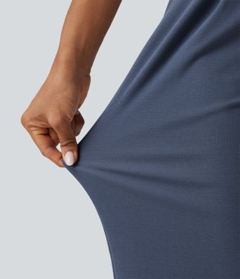 High Waisted Wide Leg Waffle Work Pants with Pockets