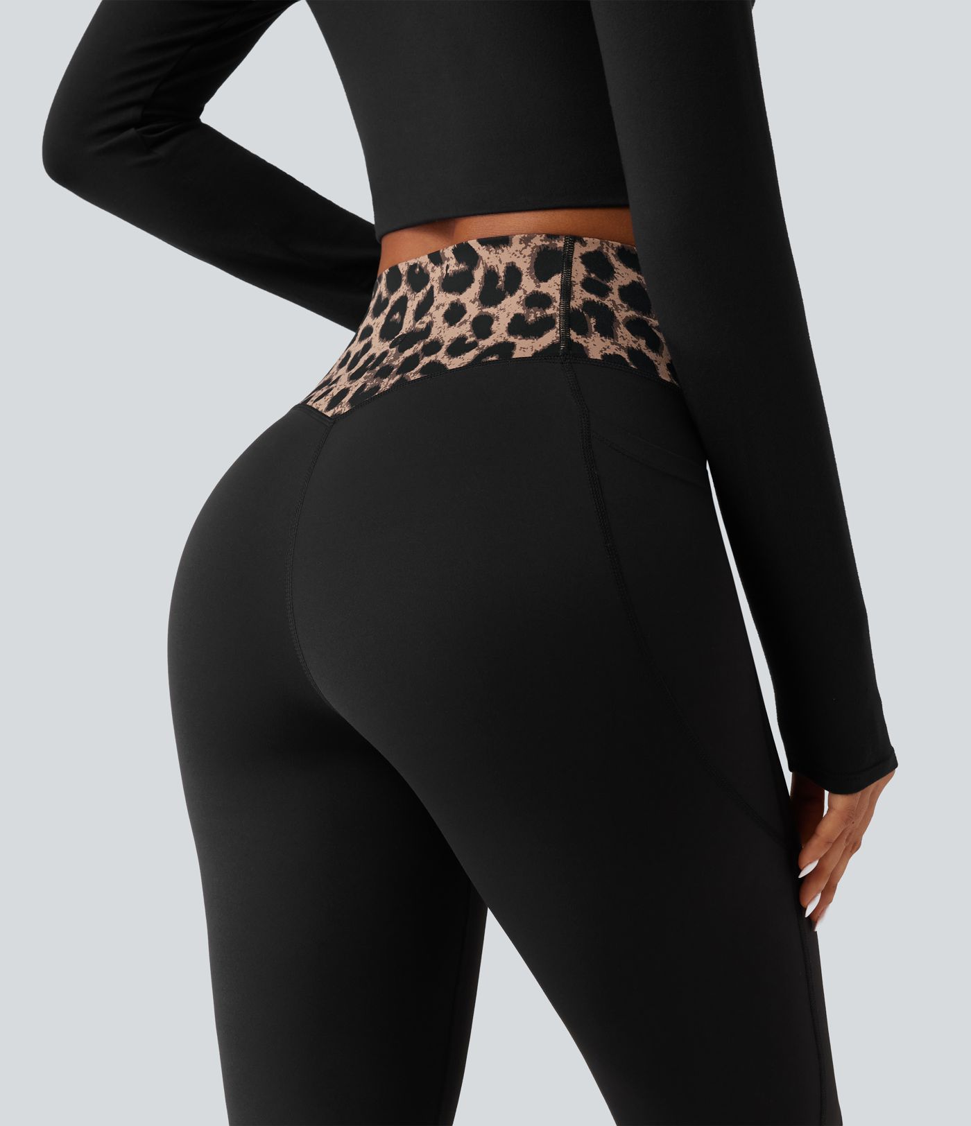 Halara UltraSculpt™ Leopard Print High Waisted Crossover InstantCool Casual Flare Pants with Pockets