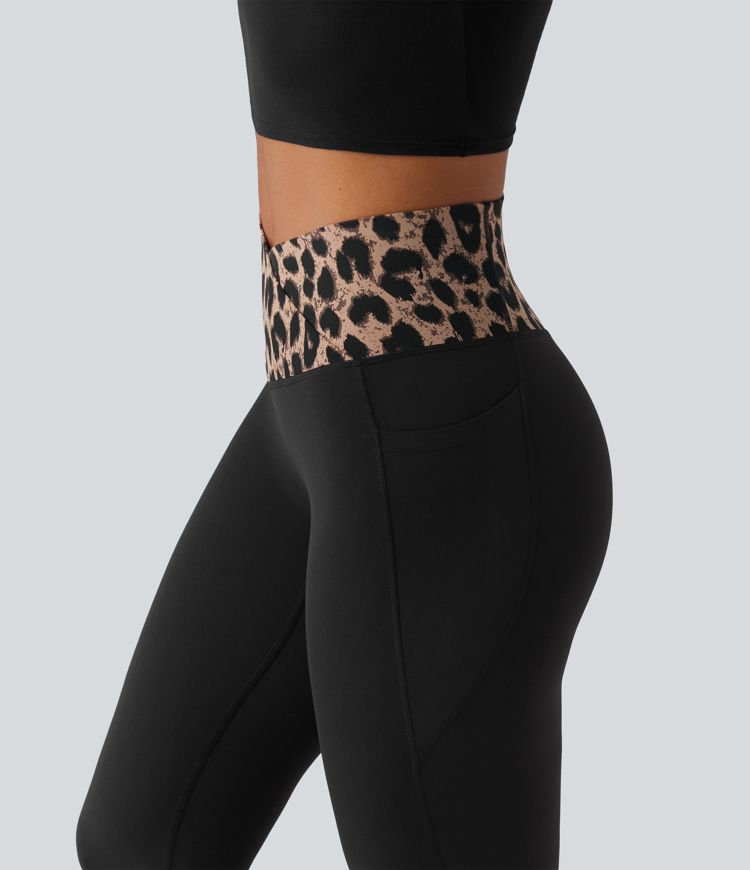 Halara UltraSculpt™ Leopard Print High Waisted Crossover InstantCool Casual Flare Pants with Pockets
