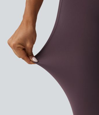 SoftlyZero™ High Waisted Crossover Contrast Lace Yoga Leggings with Pockets