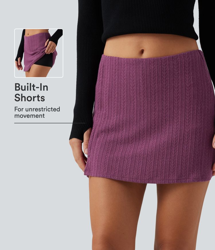 Mini-jupe trapèze taille basse pour soirée avec shorts intégrés