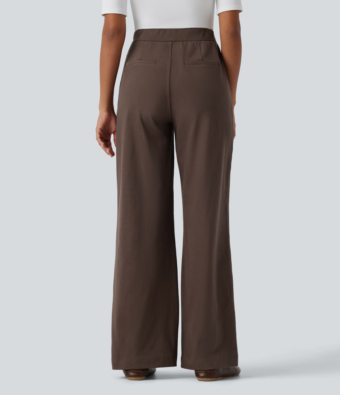 High Waisted Wide Leg Work Pants with Pockets High Waisted Wide Leg Work Pants with Pockets