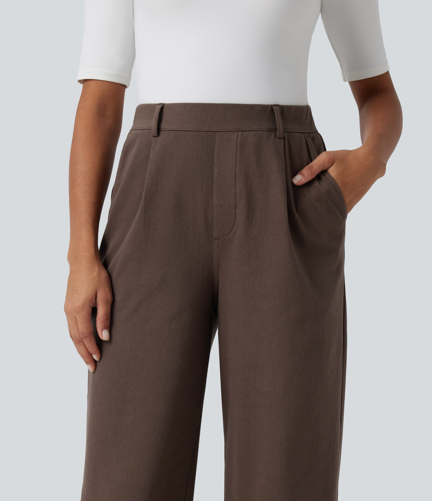 High Waisted Wide Leg Work Pants with Pockets High Waisted Wide Leg Work Pants with Pockets