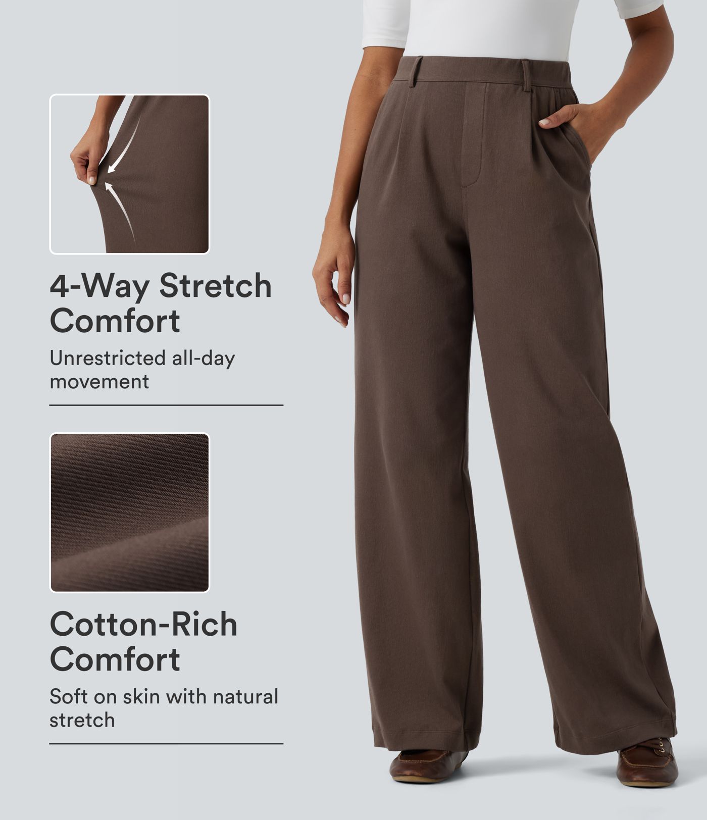 High Waisted Wide Leg Work Pants with Pockets High Waisted Wide Leg Work Pants with Pockets