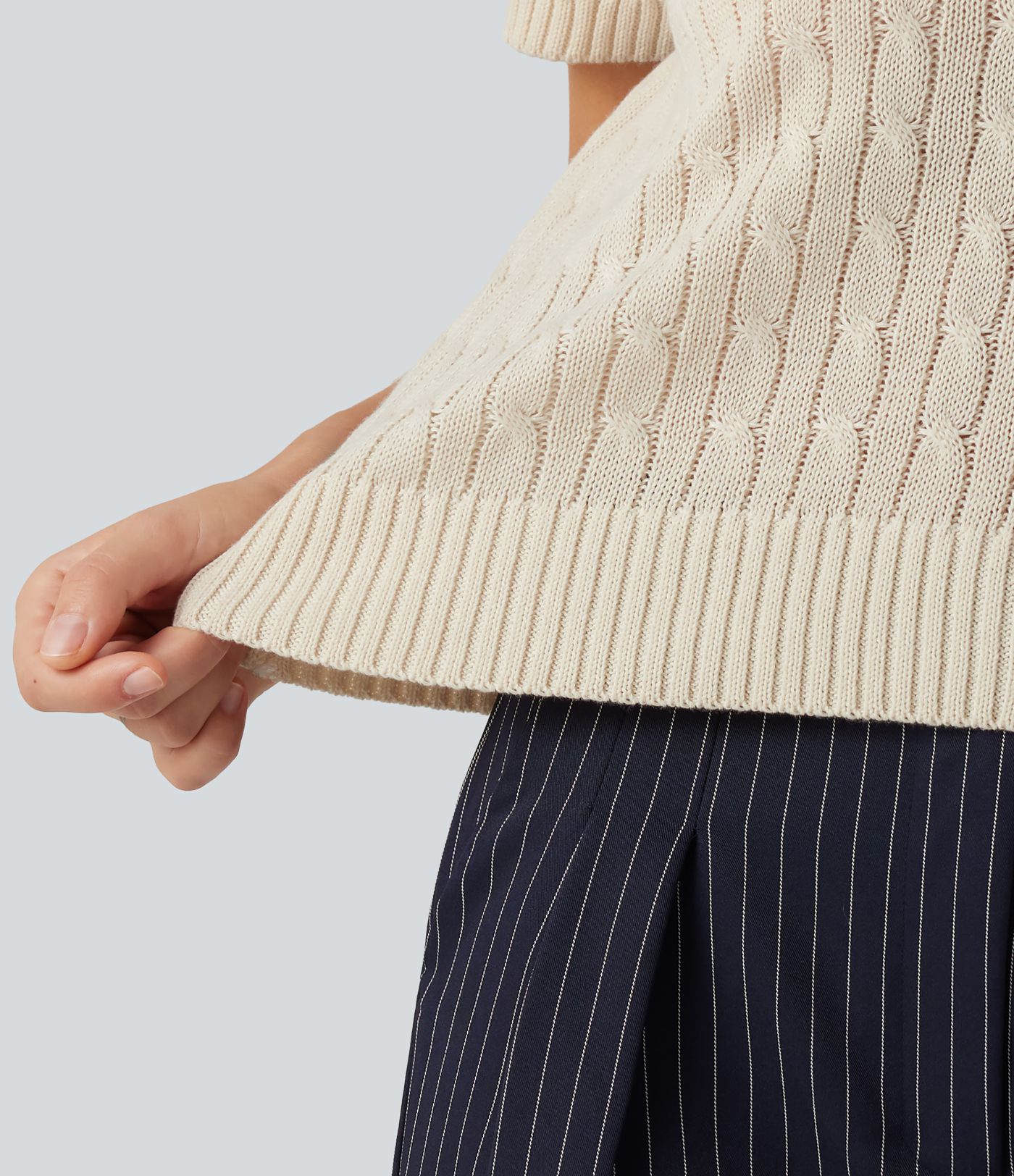 Polo Short Sleeve Cable Knit Work Sweater