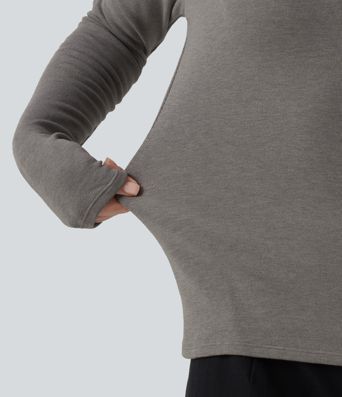 Boat Neck Raglan Long Sleeve Thermal Casual Top