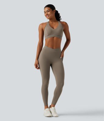 Mid Rise Crossover InstantCool Quick Dry Running Leggings with Pockets