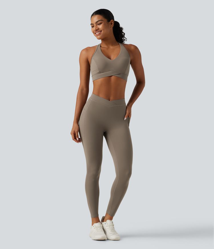 Mid Rise Crossover InstantCool Quick Dry Running Leggings with Pockets