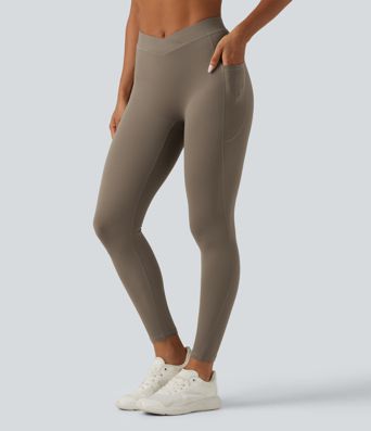Mid Rise Crossover InstantCool Quick Dry Running Leggings with Pockets