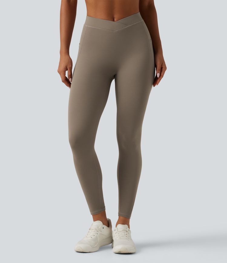 Mid Rise Crossover InstantCool Quick Dry Running Leggings with Pockets