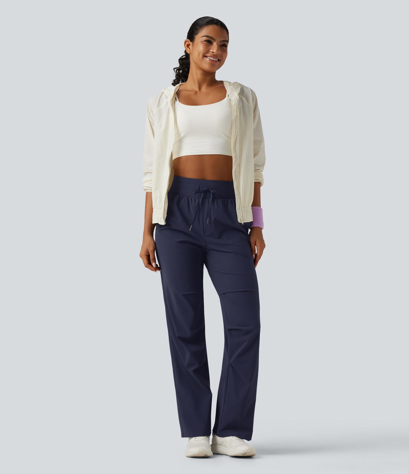 High Waisted Drawstring Quick Dry Running Pants with Pockets