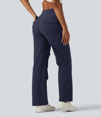 High Waisted Drawstring Quick Dry Running Pants with Pockets