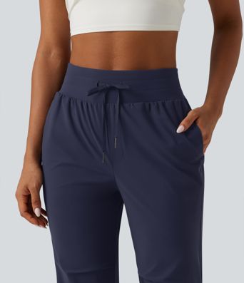 High Waisted Drawstring Quick Dry Running Pants with Pockets