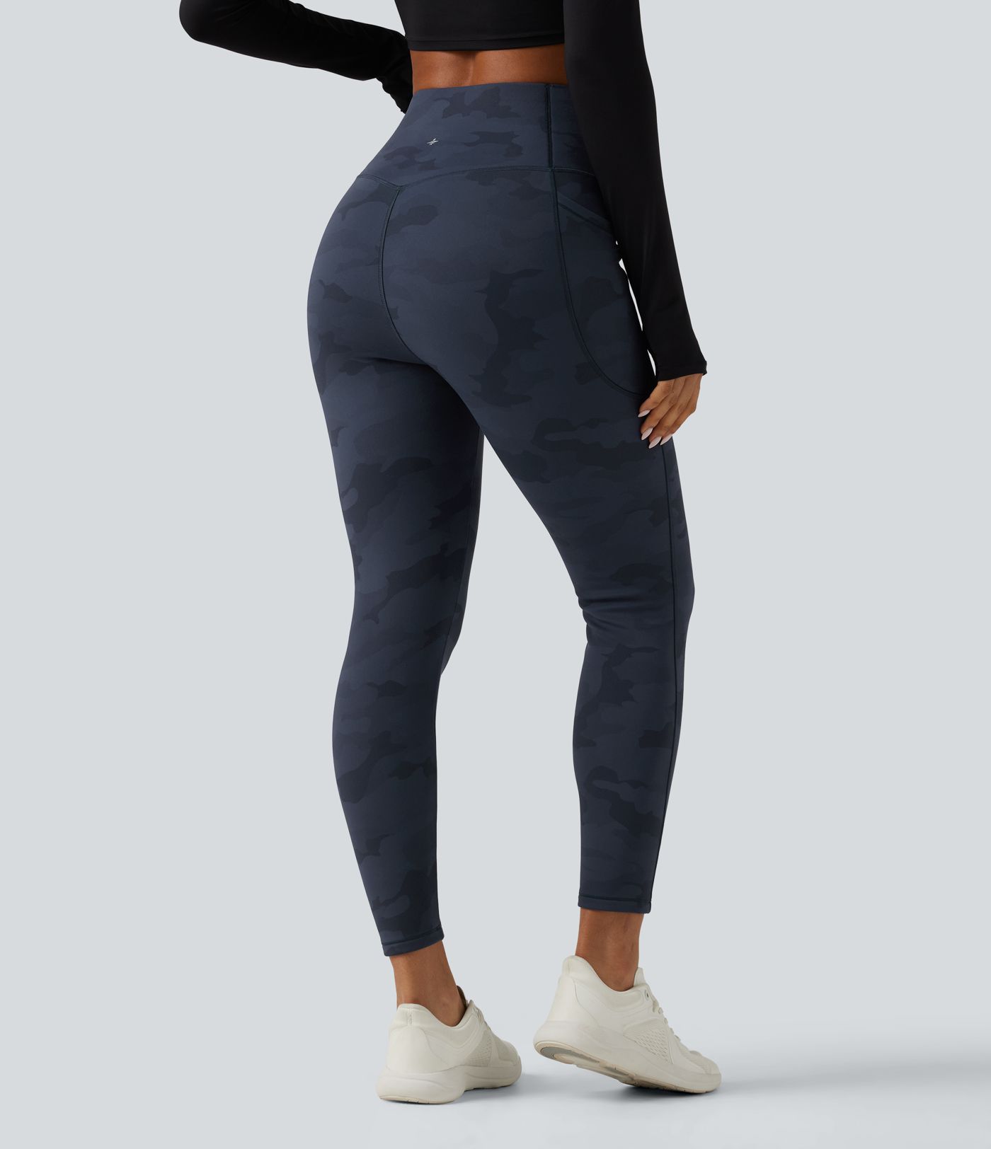 Halara UltraSculpt™ High Waisted Tummy Control Camo Fleece Workout Leggings with Pockets