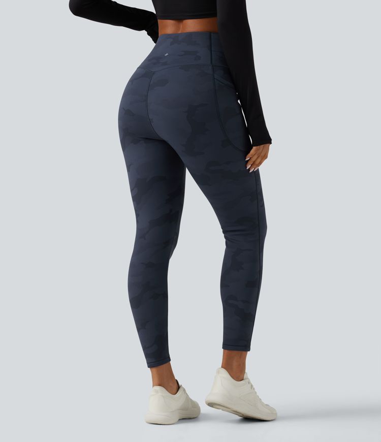 Halara UltraSculpt™ High Waisted Tummy Control Camo Fleece Workout Leggings with Pockets