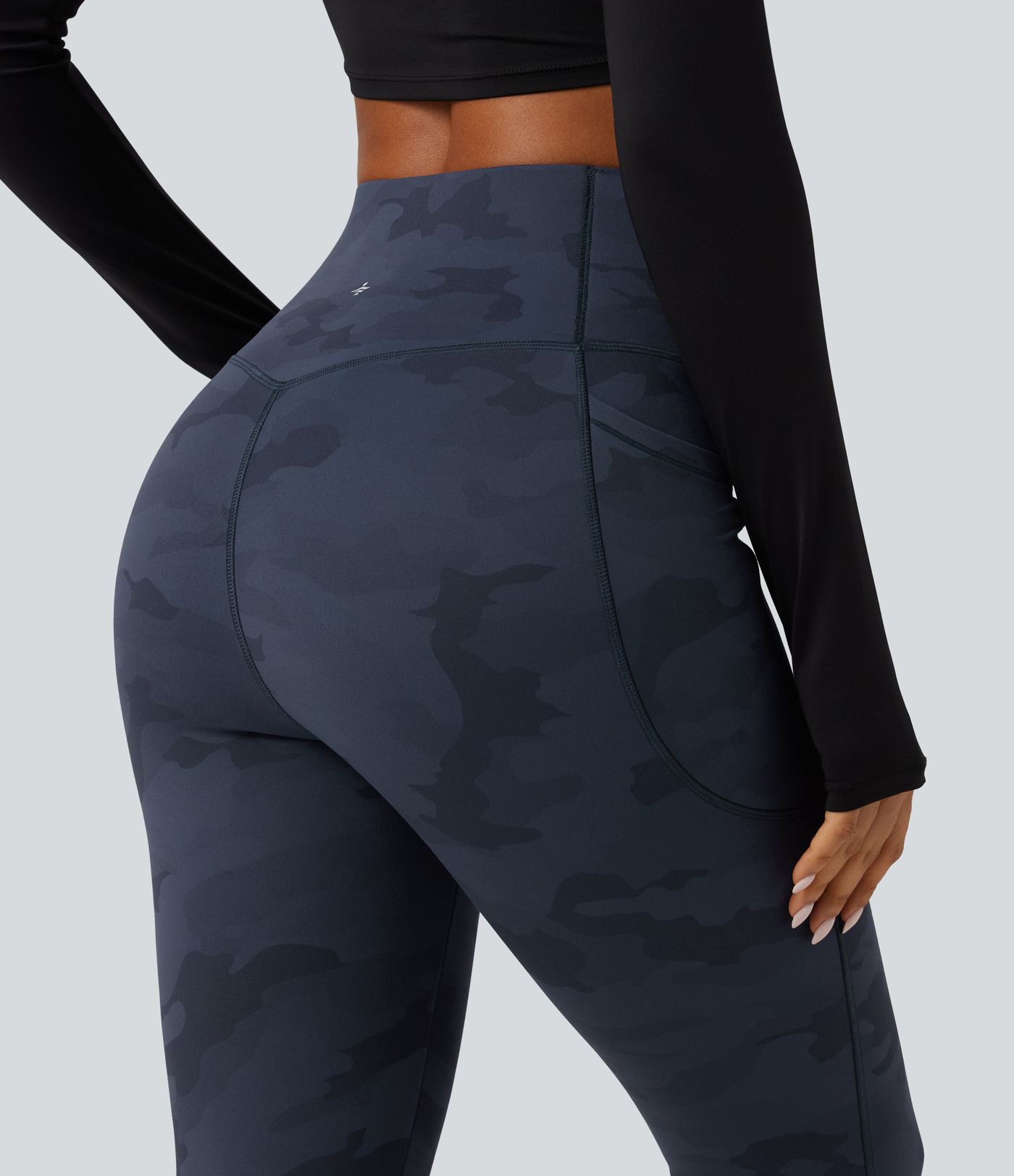 Halara UltraSculpt™ High Waisted Tummy Control Camo Fleece Workout Leggings with Pockets