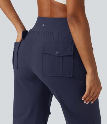High Waisted Drawstring Quick Dry Running Pants with Pockets