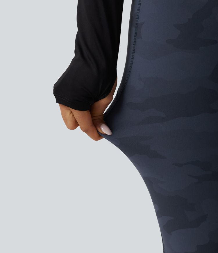 Halara UltraSculpt™ High Waisted Tummy Control Camo Fleece Workout Leggings with Pockets