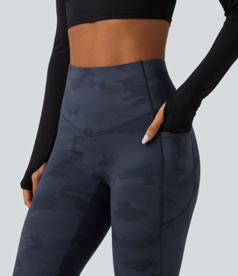 Halara UltraSculpt™ High Waisted Tummy Control Camo Fleece Workout Leggings with Pockets