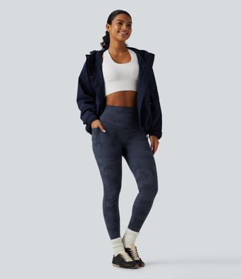 Halara UltraSculpt™ High Waisted Tummy Control Camo Fleece Workout Leggings with Pockets