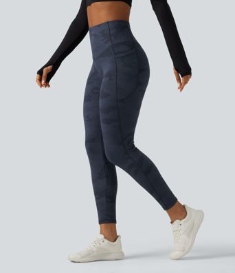 Halara UltraSculpt™ High Waisted Tummy Control Camo Fleece Workout Leggings with Pockets