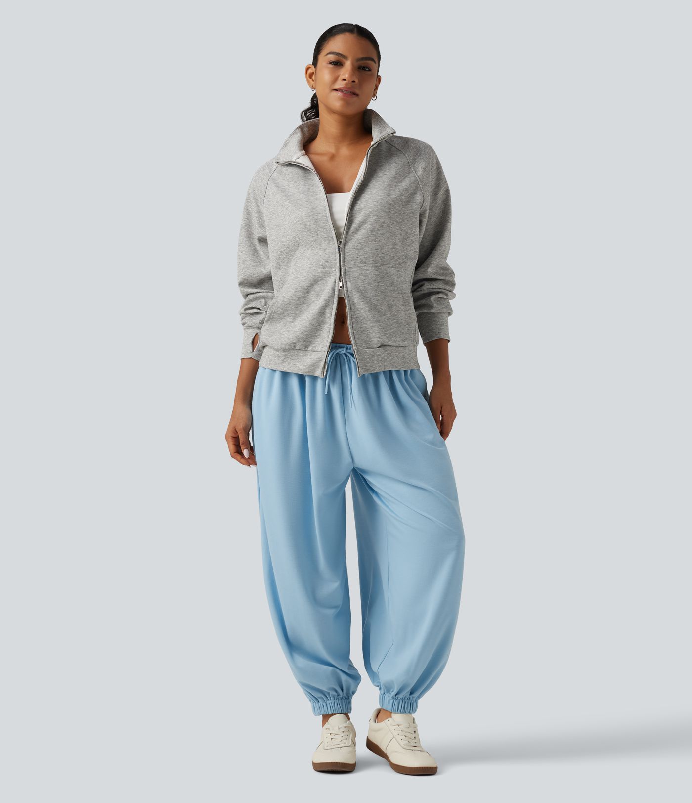 Low Rise Drawstring Oversized Casual Bubble Sweatpants with Pockets
