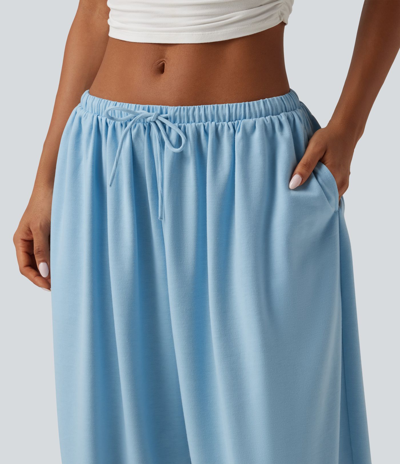 Low Rise Drawstring Oversized Casual Bubble Sweatpants with Pockets
