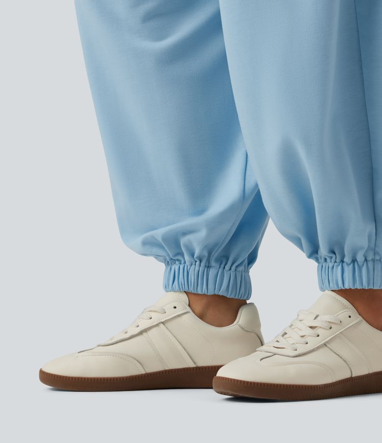 Low Rise Drawstring Oversized Casual Bubble Sweatpants with Pockets