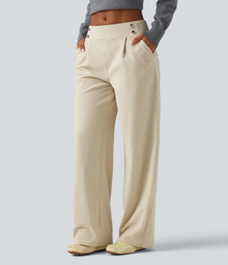 Lässige Cordhose mit mittelhohem Bund, Seitentaschen und geradem Bein Lässige Cordhose mit mittelhohem Bund, Seitentaschen und geradem Bein