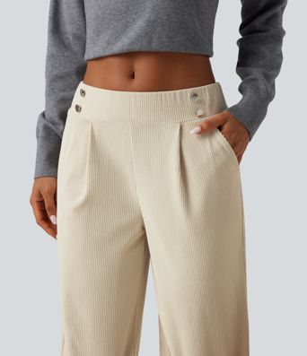 Lässige Cordhose mit mittelhohem Bund, Seitentaschen und geradem Bein Lässige Cordhose mit mittelhohem Bund, Seitentaschen und geradem Bein