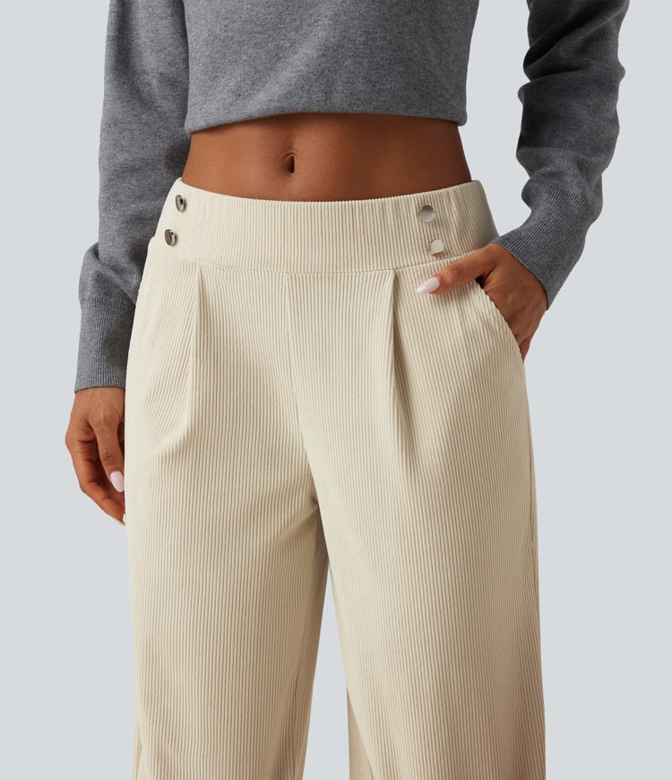 Lässige Cordhose mit mittelhohem Bund, Seitentaschen und geradem Bein Lässige Cordhose mit mittelhohem Bund, Seitentaschen und geradem Bein