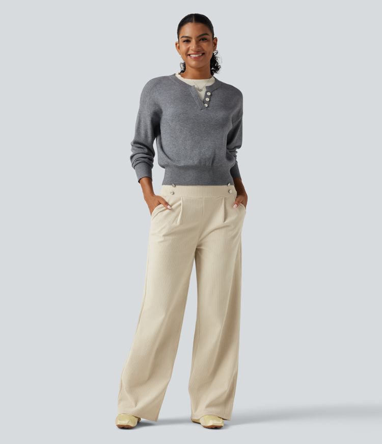 Lässige Cordhose mit mittelhohem Bund, Seitentaschen und geradem Bein Lässige Cordhose mit mittelhohem Bund, Seitentaschen und geradem Bein